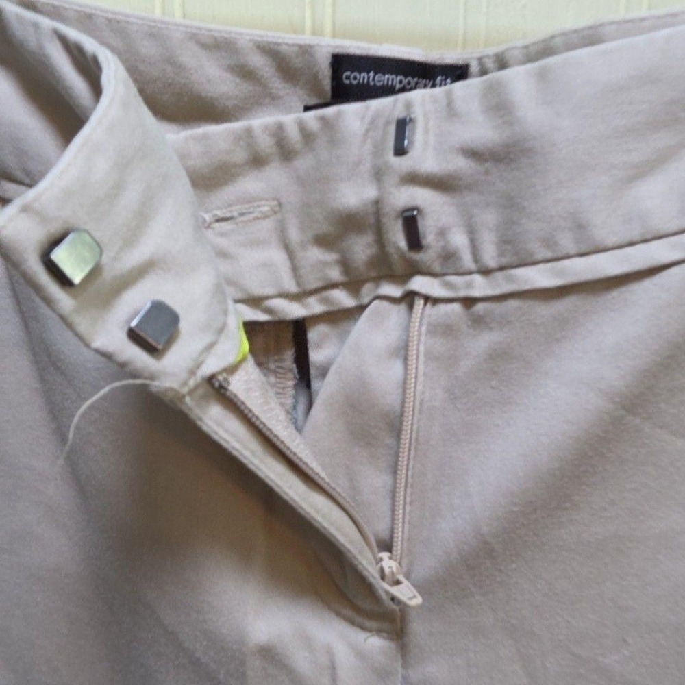 Attention Pants Womens 2 Beige Twill Khakis Flat Front Stretch Pockets Casual - Picture 5 of 8